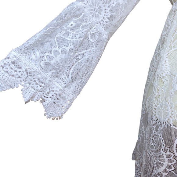 White Scalloped Lace Boho Beach Dress Coverup - Picture 12 of 15